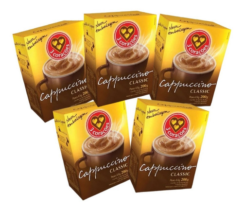 Kit 5 Cappuccino Classic 3 Corações Sachê