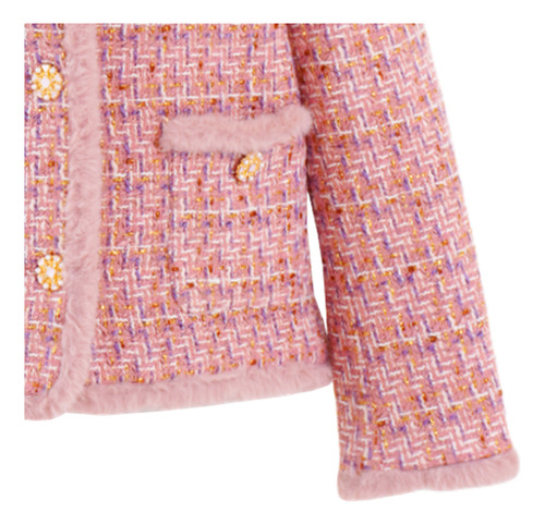 Chaqueta Mujer Abrigo Corto Botones Bolsas Elegante 23fs158