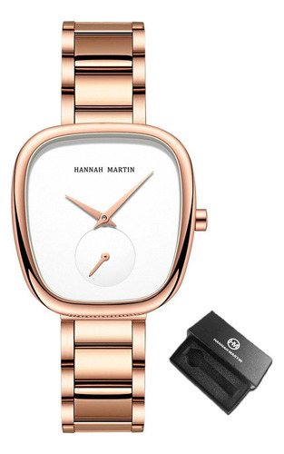 Relógio elegante com cinto de malha para mulheres, de Hannah Ma, cor da pulseira: rosa, fundo, branco