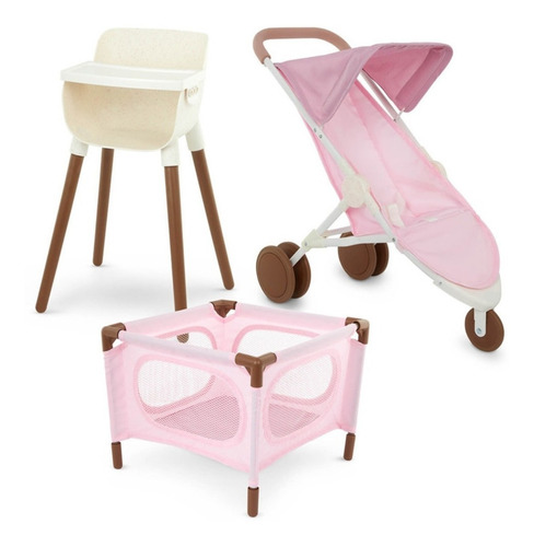 Set De Coche, Silla Y Cuna Para Muñecos Babi