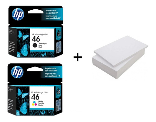 Kit Cartuchos De Tinta Hp 46 Original Negro Y Tricolor + Res