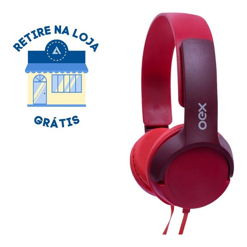 Fone De Ouvido Headset Teen Vermelho Oex Hp303 C/ Microfone