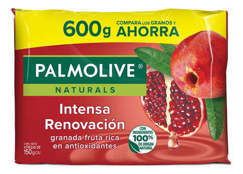 Palmolive Naturals Jabón Corporal En Barra Granada 4x150 Gr