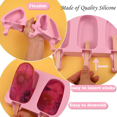 Juego De Moldes De Silicona Para Paletas, 2 Moldes De Helado