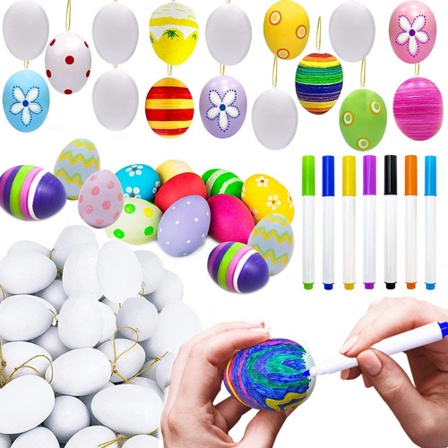 Kit De Decoración De Huevos De Pascua Blancos 30 Huevos De P