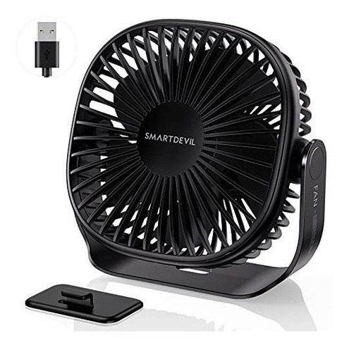 Ventilador De Escritorio Usb 3 Niveles Ajustable 360° Negro