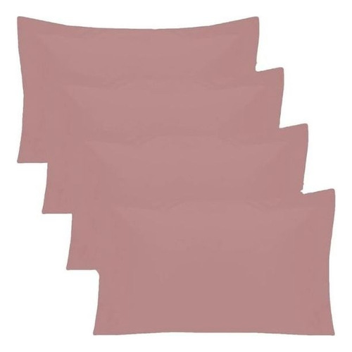 4 Fronhas Percal 400 Fios 100% Algodão Egípcio 0,50 X 0,90cm Cor Rose Blush