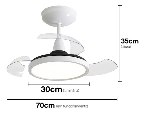 Ventilador De Teto Aliseu Retrátil Mid Prata Diâmetro 70 Cm Quantidade De Pás 3