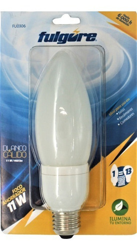 Foco Ahorrador Fulgore Fu0306 11w Candle Sin Envolvente 127v Color de la luz Blanco cálido