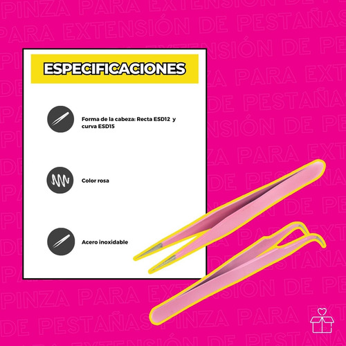 10 De Pinzas Para Extensiones Pestañas Postizas Mink Rosa