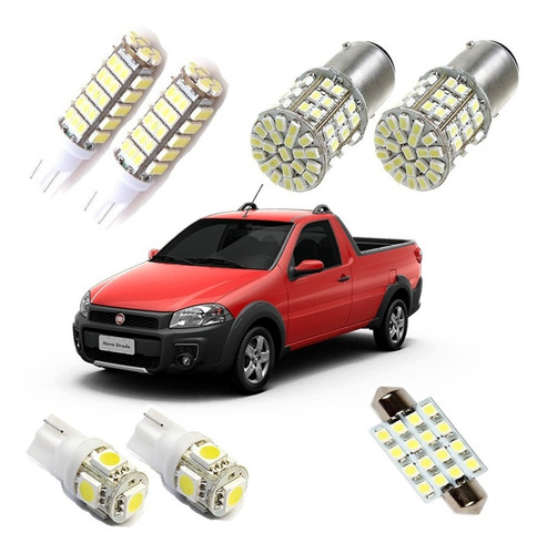 Kit Super Led Fiat Strada Luz Pingo Placa Ré Torpedo Xenon