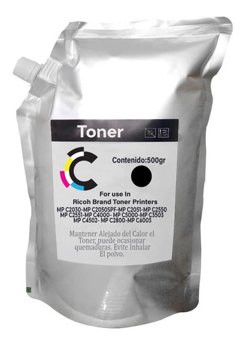 Bolsa Tóner Negro Para Ricoh Mpc4000 C4501 C3503 C5000 C5501