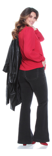 Blusa Wados Solida Scote V Con Cierre En Bolsillos