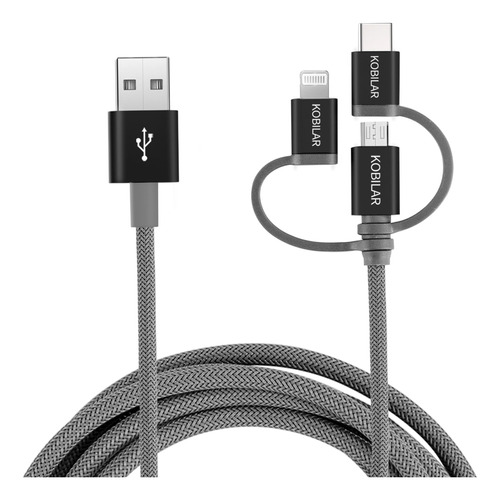 Cable Usb 3 En 1 De Carga Rápida Múltiple, 3.3 Pies, Certifi