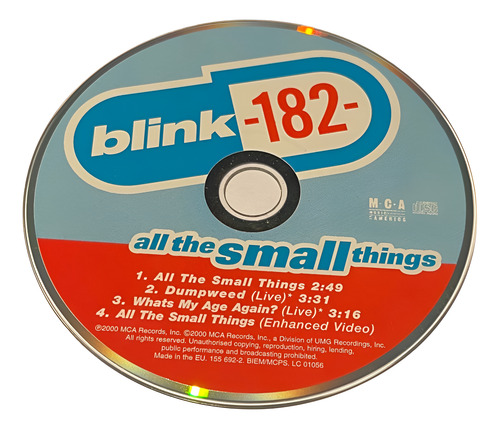 Blink 182 - All The Small Things Cd Universal 2000 Edición Limitada