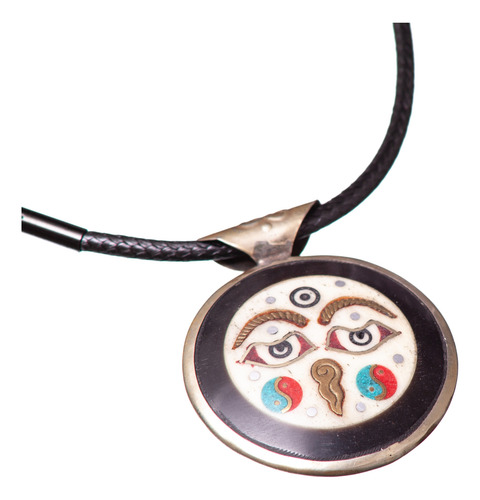 Ojos De Buda Nudo Infinito Om Nepal Doble Vajra Collar Negro