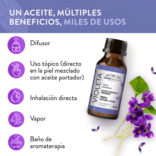 Aceite Esencial De Violeta Puro 15ml Para Difusor Y Aroma