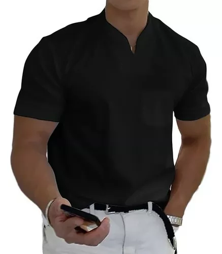 Camiseta negra de manga larga con cuello en V de Fanatics Branded