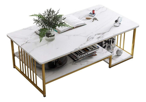 Mesa Moderna Rectangular De Centro De Lujo Mesa Auxiliar Color Blanco