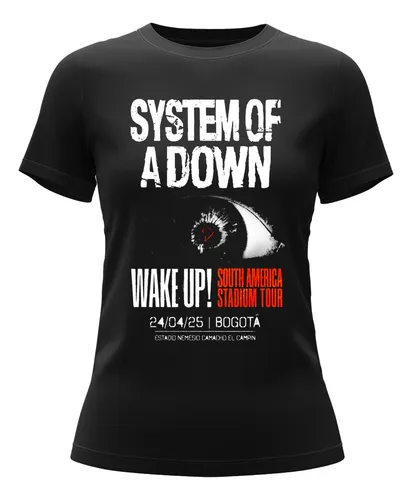 Camiseta De Mujer System Of A Down Wake Up Tour Colombia