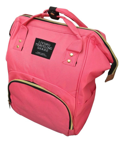 Bolso Mochila Maternal Bebe Resistente Impermeable Eco Tcweb Color Rosa Salmón