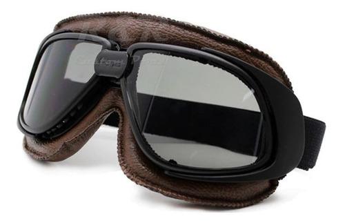 Óculos Motociclista Vintage Retro Aviador Marrom Lente Fumê