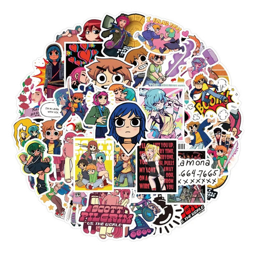 Scott Pilgrim - Set De 50 Stickers / Calcomanías / Pegatinas