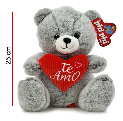 Peluche Oso Sentado Con Corazón 25cm Phi Phi Toys