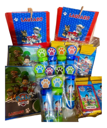 Bolsita Personalizada Paw Patrol +burbujero Librito Lápices 