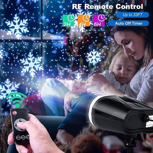 Proyector Luz Navideña 3d Copos Nieve Con Mando A Distancia