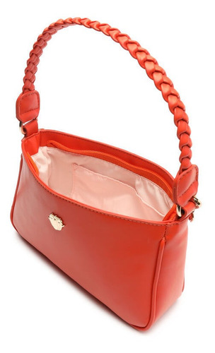 Imagem 4 de 6 de Bolsa Feminina Pequena Ombro Alça Trançada Laranja My Shoes