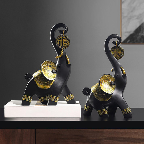 Pareja Moderna Elefantes Estatua Figuritas Colección