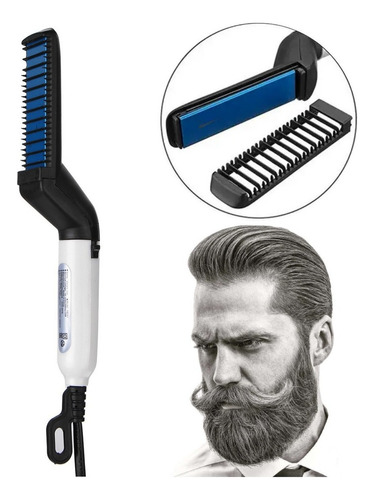 Kit 2 Pente Escova Elétrica Alisador Barba Cabelo Masculino