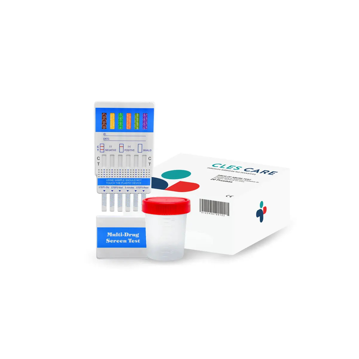 Panel Antidoping 6 Parámetros Cles Care®, 25 Pruebas + Vasos