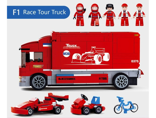 Camion Taller Con Auto Formula 1, Compatible Lego Blockwar