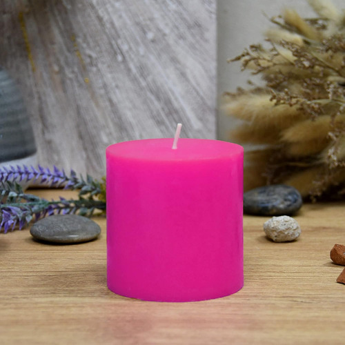 Vela Pilar, 3 X 3 Pulgadas, Rosa Intenso