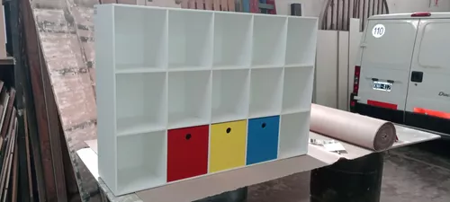 Mueble Organizador Biblioteca Cubos Con 3 Cajones De Apoyo