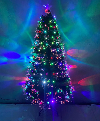 Árbol De Navidad 150 Cm, Luz Led, Fibra Óptica Y Estrella