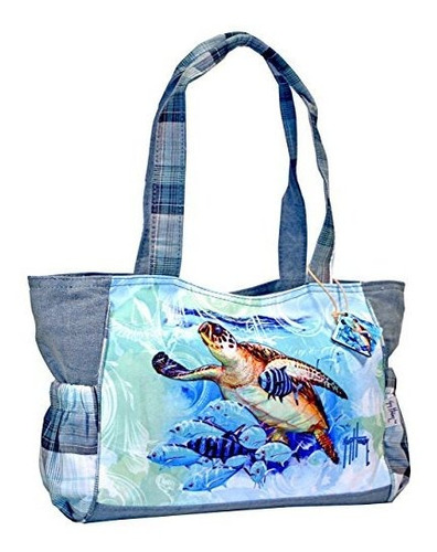 Guy Harvey Azul Del Mar Del Océano De La Tortuga Bolsa De As