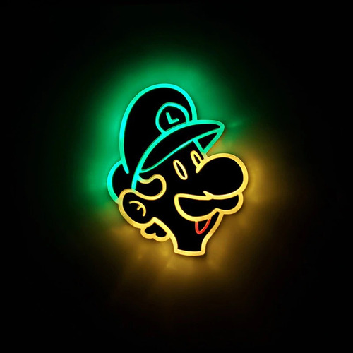 Letrero Led Neón Luigi Mario Bros Silueta Game Luminoso