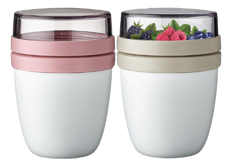 Pack 2 Vasos De Yogurt Cereales Frutas 650ml Titiz+ Cuchara