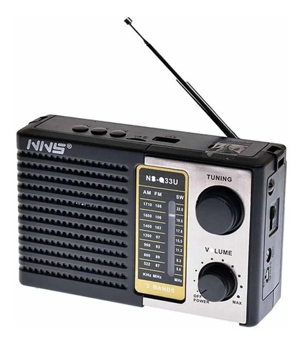 Parlante Radio Recargable Y Pilas Ns-q33u Am Y Fm/sd/usb 