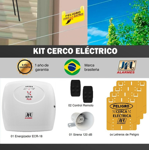 Kit Energizador Cerco Eléctrico 1600mt Lineales Jfl Alarmes