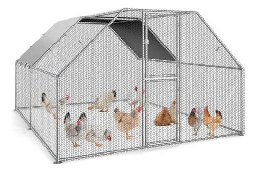 Metal Chicken Coop Walk-in Poultry Cage Hen Run Cage Fla Eem