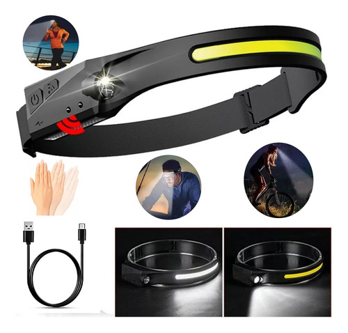 Lampara De Cabeza Sensor Recargable Camping Linterne Led