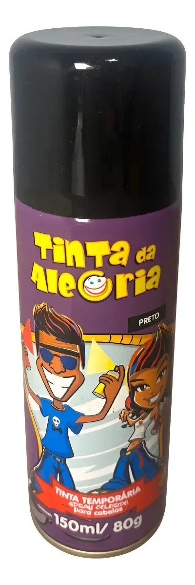 Tinta De Cabelo Temporária Spray Sai Com Água Carnaval Festa Cor Preto