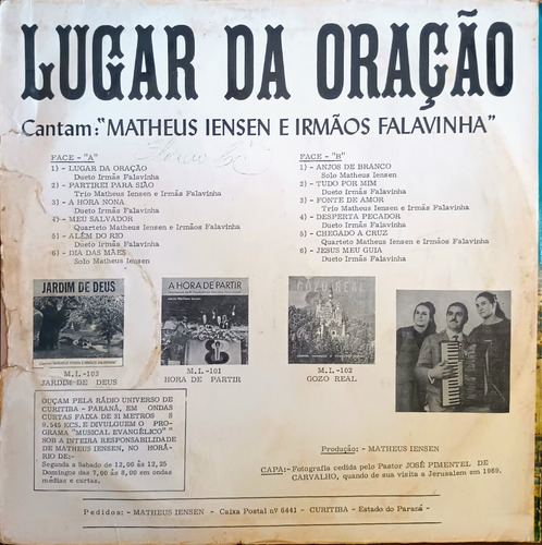 Lp Disco De Vinil Gospel Matheus Iensen - Lugar De Oração (Usado)