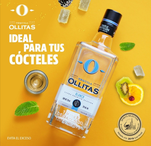 Tequila Ollitas Blanco Triple Destilado 100% Agave