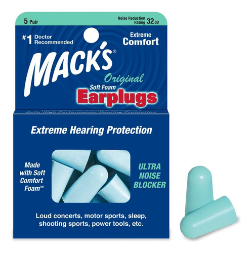 Protetor Auricular Macks Earplug Ultra 32db 5 Pares