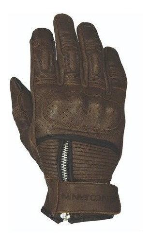 Guantes Ninetoone Zip Cuero Cafe Race Protecciones 999